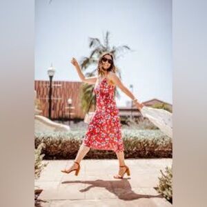 Banana Republic Red and White Midi Dress  🌴☀️
